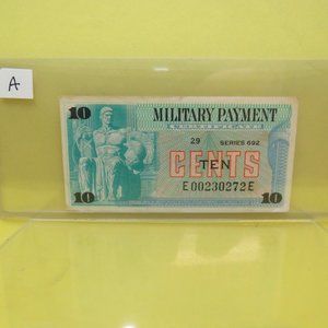 VTG 1969 MPC Military Pay Certificate Series 692 .10 Cents # 29 South Vietnam.